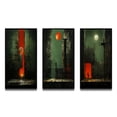 thumbnail image 2 of Designart "Urban Solitude under the Full Moon III" Modern Geometric Framed Wall Art Set Of 3 - Green Abstract Geometric Frame Canvas Set For Living Room Decor, 2 of 6