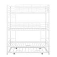 thumbnail image 6 of Metal Twin Size Triple Bunk Bed, Twin Size Trundle Bed, Metal Sturdy Triple Bunk Bed Frame with Guardrails for Dorm Bedroom, Guest Room, Detachable Design for 4 (Antique White), 6 of 9