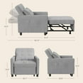 thumbnail image 3 of Convertible Sleeper Chair, Aiho 3-in-1 Convertible Sofa Bed Recliner Chair with Pull Out Couch - Light Gray, 3 of 12