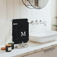 thumbnail image 3 of Monogrammed Towel Set, Personalized Gift, Set of 3- White Block Letter Embroidered Towel - Extra Absorbent 100% Turkish Cotton - Soft Terry Finish - Initial M Black, 3 of 4