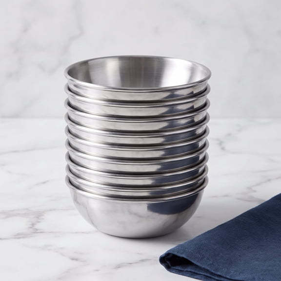 Stainless Steel Dip Bowls Set of 8, 3.2 Inch Small Prep Bowls for Sauces Condiments, Mini Serving Dishes for Sushi, Snacks, Dessert, Silver