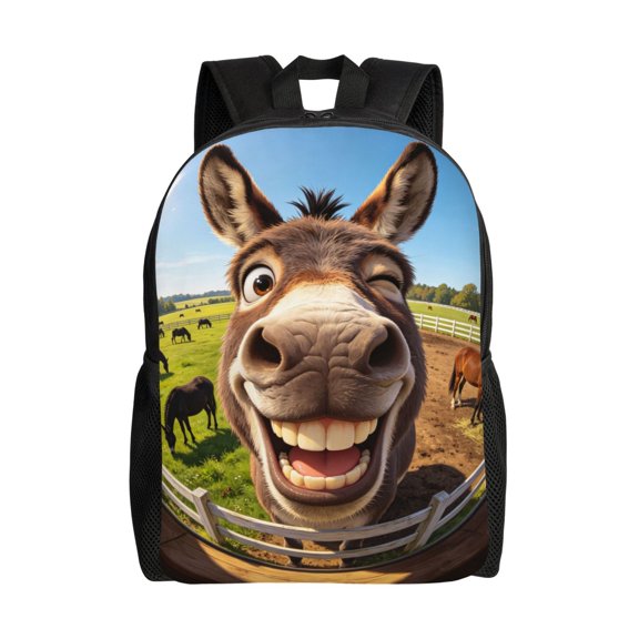 Funny Farm Donkey Backpack,3d Print Laptop Backpack Lightweight Casual Daypack Bookbag Multi-Function Travel Backpack