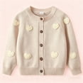 thumbnail image 2 of IVEYRTF Kids Embroidered Heart Long Sleeve Knit Cardigan Sweater Jacket Cute Soft Fleece Cozy Warm Tops Outerwear for Toddler Boys Girls Casual Party Holiday Photo(Beige,2-3 Years), 2 of 8
