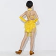 thumbnail image 5 of Moxiu Recital Performance Outfit for Girls 3-12 Years - Sequin Crop Top Metallic Shorts with Tassel Arm Sleeves Dance Outfit Yellow,9 Years, 5 of 6
