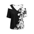 thumbnail image 5 of Fewfanhot Summer Tops for Women Cold Shoulder V-neck Summer Short Sleeve T-Shirts Vacation Loose Casual Tees, 5 of 6