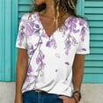 thumbnail image 2 of Camiseta de manga corta suelta con cuello en V y estampado informal a la moda para mujer Pompotops hkajfhjk464336, 2 of 5