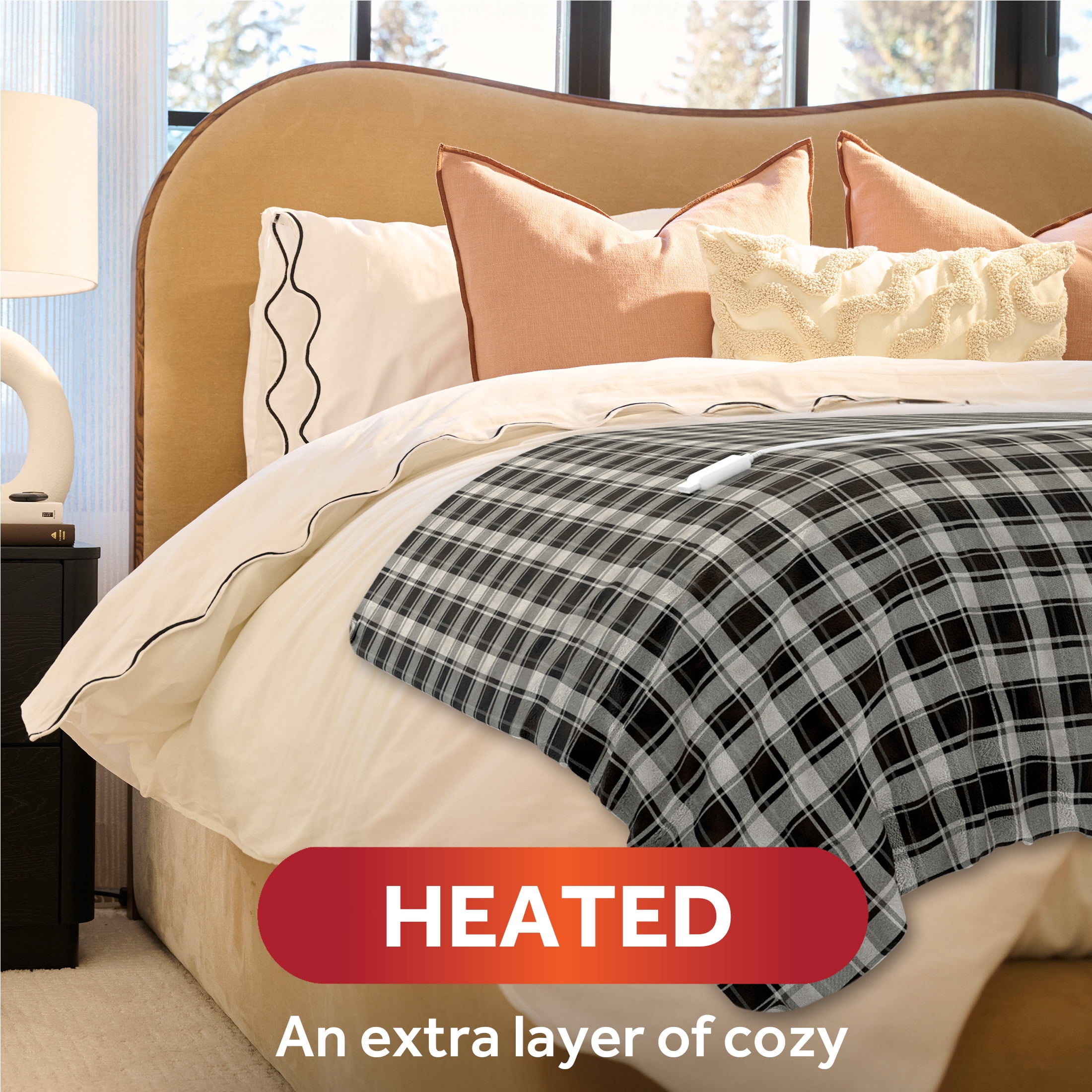 Sunbeam Throw White & Black Buffalo Plaid Microplush Sherpa