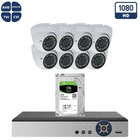 Evertech 16 Channel 8 HD 1080P Dome Security Surveillance System 2TB HDD Remote Monitoring