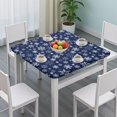 thumbnail image 3 of Dark Blue Christmas Snowflake Pattern Square Fitted Tablecloth with Elastic Edge,Square Table Cover,Washable Elastic Table Cover for Home Kitchen Party Decor 36"x36", 3 of 6