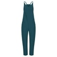 thumbnail image 4 of pstuiky Jumpsuits for Women, Womens Jumpsuit Solid Color V Neck Sleeveless Jumpsuit Spaghetti Strap Jumpsuit Loose Rompers One Piece Jumpsuits Casual Overalls with Pockets Navy s, 4 of 5