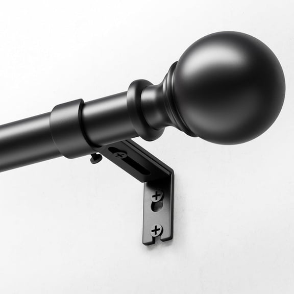 66-120" Matt Black Curtain Pole for Eyelet Curtains 25mm Diameter Long Curtain Rod Extendable with Bracket for Door, Bedroom, Dining Room, Living Room