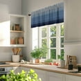 thumbnail image 3 of Navy Blue Valances for Windows, 60 x 18in, Gradient Diamond Plaid Rod Pocket Kitchen Valance Curtain Light Filtering Window Treatments for Living Room Bedroom, 1 Panel, 3 of 7