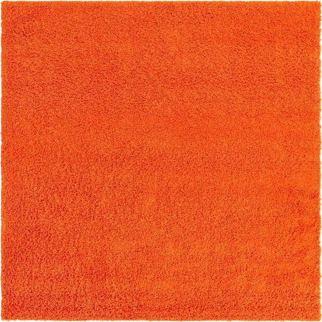 Unique Loom 3126267 8 Pi. 2 Po. x 8 Pi. 2 Po. Tapis Carré Shag Solide&44; Orange Tigre