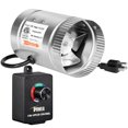 thumbnail image 1 of iPower 4 Inch 100 CFM Booster Fan Inline Duct Vent Blower with Variable Speed Controller Adjuster, Intake 5.5' Grounded Power Cord for HVAC Exhaust, Low Noise, Silver, 1 of 5