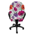 thumbnail image 3 of Floral Office Chair Slipcover, Botanical Theme Colorful Anemone Flowers Pattern Vertical Stripes Natural Art, Protective Stretch Decorative Fabric Cover, Standard Size, Multicolor, by Ambesonne, 3 of 5