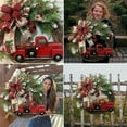 thumbnail image 2 of 14" Red Truck Christmas Wreath for Front Door, Vintage Pumpkin Truck Fall Wreath, Fall Eucalyptus Farmhouse Wreath Rustic Autumn Wreath, Home Garden Decorations for Autumns Harvest, 2 of 8