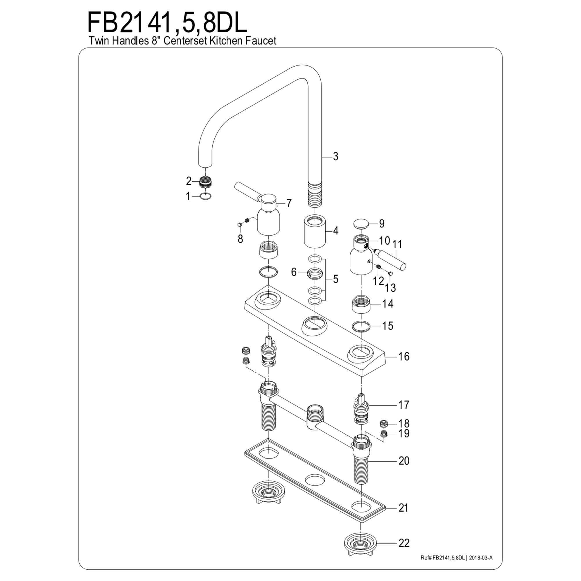 Kingston FB2145DL Concord Two-Handle 2-Hole 8" Centerset Kitchen Faucet in Oil Rubbed Bronze