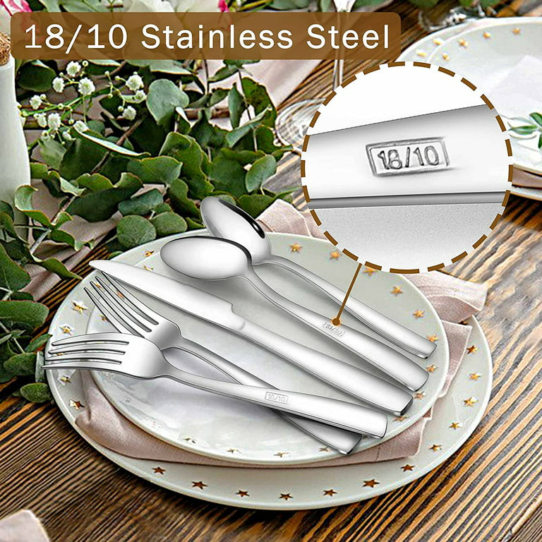 Vesteel 40 Piece Matte Black Silverware Set, Stainless Steel Black Flatware Cutlery Set for 8, Fancy Kitchen Utensil Tableware Set - Satin Finish