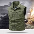 thumbnail image 4 of YUGYXL Travel Vest for Men with Zipper Pockets Mens Fishing Vests Loose Casual Full Zip Up Sleeveless Jacket Outdoor Workwear Army Green L, 4 of 9