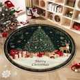 thumbnail image 3 of Virelaxpo 60cm Round Christmas Rug with Non-Slip Backing, Velvet Festive Floor Mat for Living Room Entryway, Cozy Decorative Carpet for Holiday Decor, 3 of 3