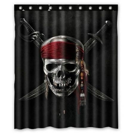 GCKG Pirate Waterproof Polyester Shower Curtain and Hooks Size 60x72 inches