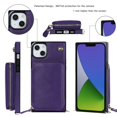 thumbnail image 5 of SaniMore for iPhone 14 Plus 6.7" 2022 Case with Back Zipper Wallet Flip Kicktsand Crossbody Shoulder Strap Retro PU Leather Wear-resistant Shockproof Anti-drop Cover for iPhone 14 Plus, Purple, 5 of 9