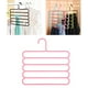 thumbnail image 4 of Perchas de 5 niveles para pantalones, organizador de ropa, ahorra espacio, antideslizantes para jeans Rosa, 4 of 9