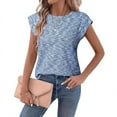 thumbnail image 4 of Tittly T Shirts for Women Spring Tops for Women Women's 2025 Spring And Summer Round Neck Solid Color Loose Short Sleeve Women's Tops Tshirts Shirts Basic Tees Blue L, 4 of 6