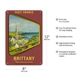 thumbnail image 2 of Brittany - Visit France - SNCF (French National Railway Company) - Vintage Railroad Travel Poster by Jean Garcia c.1953 - 8 x 12 inch Vintage Wood Art Sign, 2 of 4