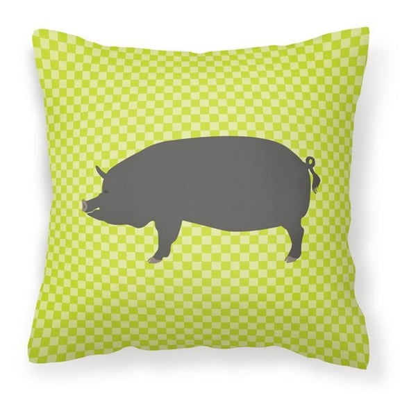 Carolines Treasures BB7759PW1414 Berkshire Pig Green Fabric Decorative Pillow, 14 x 14 in.
