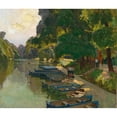 thumbnail image 2 of Carl Moll 17x15 Black Ornate Wood Framed Double Matted Museum Art Print Titled - Landing Stage at Heustadlwasser (Prater, Vienna), 2 of 5
