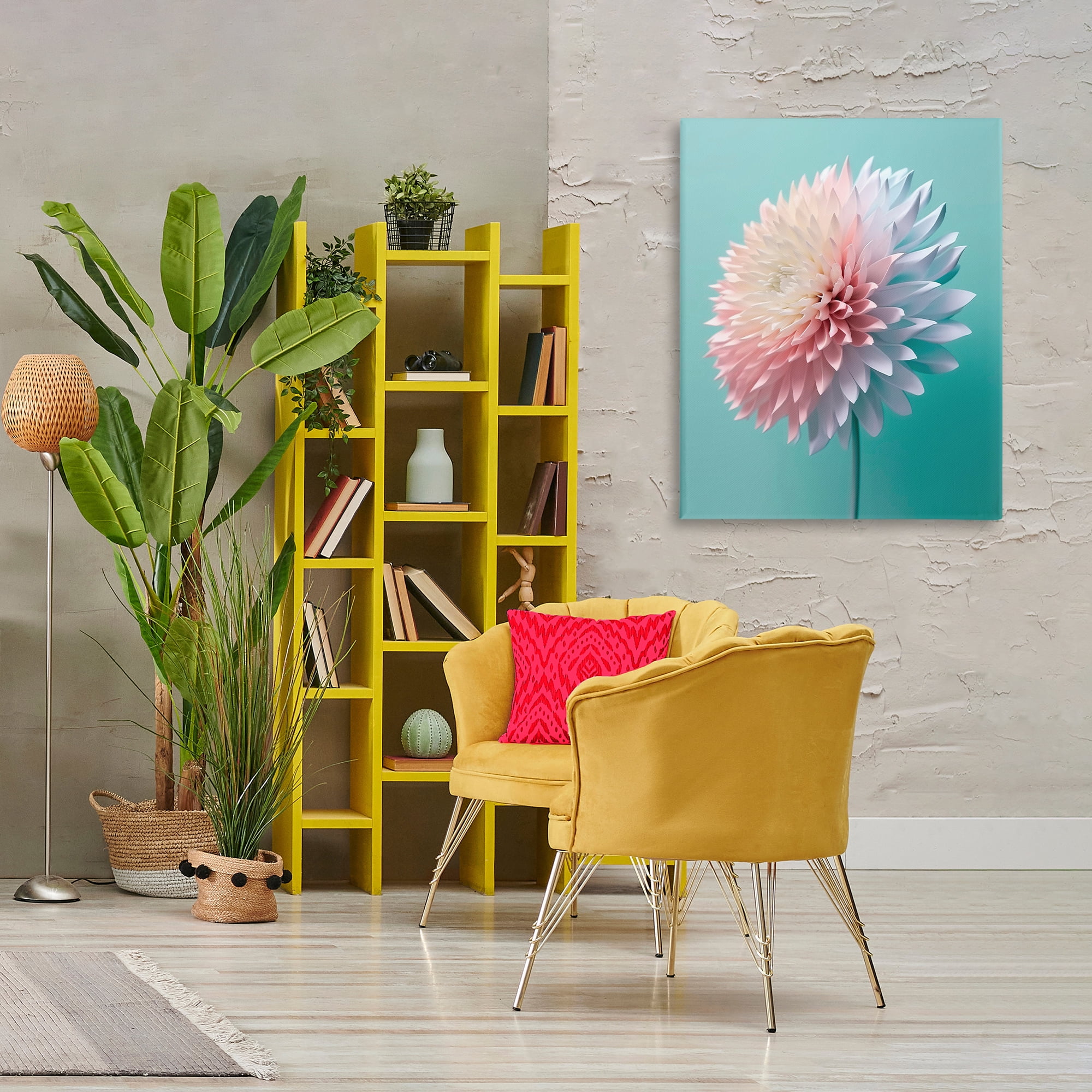 Stupell Industries Detailed Dahlia on Blue Plants & Flowers Photography Wrapped Canvas Art Print Wall Art, 30 x 40