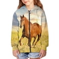 thumbnail image 2 of Xoenoiee Running Horse 3D Print Kids Hoodies Zip Up Jacket with Pocket Teens Long Sleeve Hooded Sweatshirt for Boys Girls 11-13 Years, 2 of 7