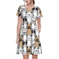 thumbnail image 1 of Balery French Bulldog 2 Vestidos sueltos de manga corta para mujer, vestidos de verano 2025, vestidos casuales de corte A con vuelo., 1 of 6