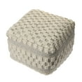 thumbnail image 2 of LR Home Small Over-tufted Geometric Indoor Square Pouf, Cream, 18" x 18" x 14", 2 of 6