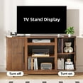 thumbnail image 3 of Fluted Walnut TV Stand with Storage, Fits 70" TV, Rustic Tall Media Cabinet for Living Room & Bedroom, 3 of 6