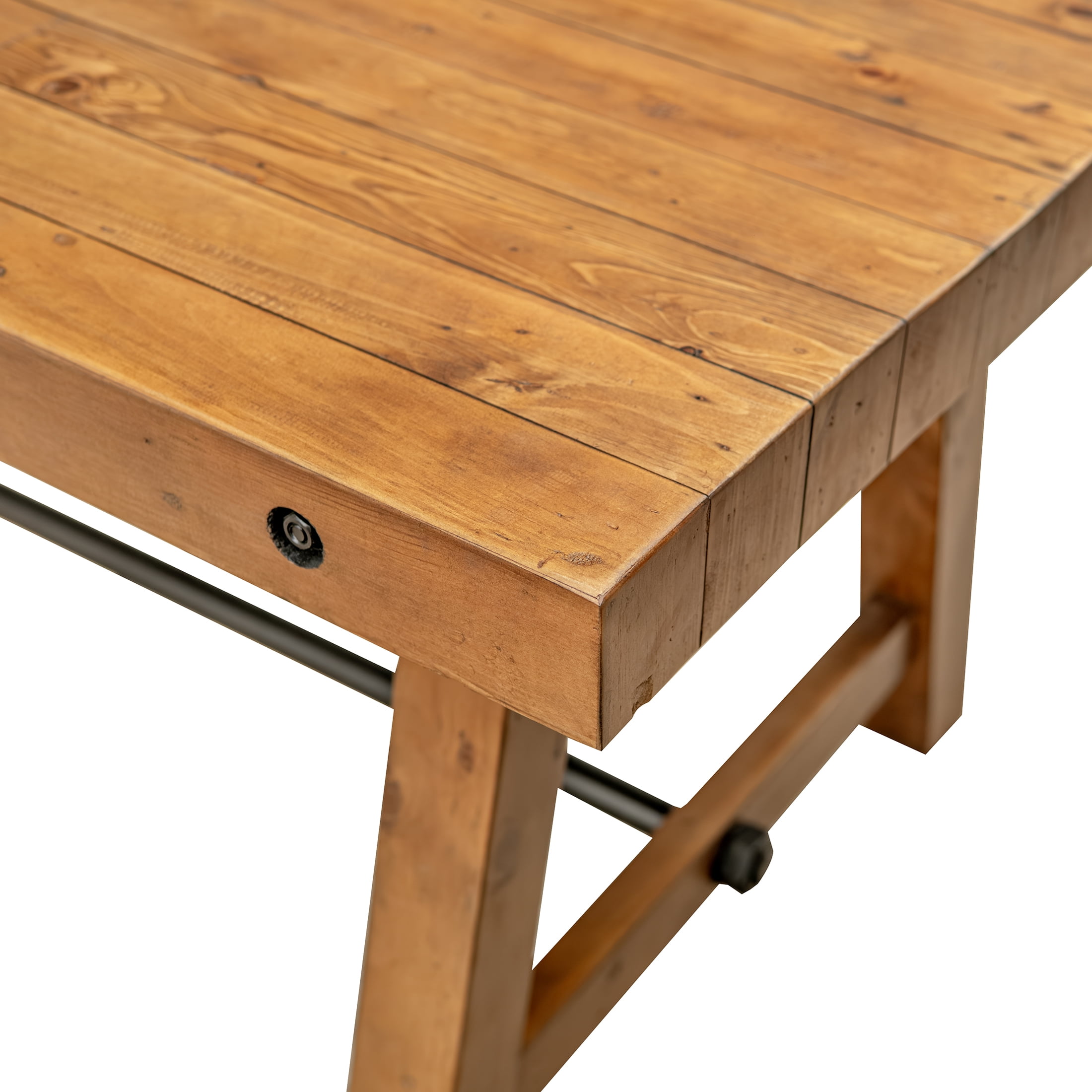 Guyou 59" Dining Table for 4-6 People, Farmhouse Rectangular Kitchen Table, Solid Wood Rustic Dinner Table for Dining Room Kitchen, Walnut