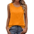 thumbnail image 2 of Fnhpitd Cotton-Linen Blend Tank Tops for Women Summer 2026 Casual Plus Size Sleeveless Gauze Shirts Tank Tops Basic Summer Casual Crewneck Blouse Orange Size: S, 2 of 7