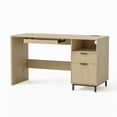 thumbnail image 7 of EYYTHUNG Fluted Executive Desk, 55" Modern Wood Home Office Desk with Charging Station, File Drawer, Open Storage, Computer Writing Desk, Light Oak, 7 of 7