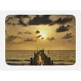 thumbnail image 1 of Landscape Bath Mat, Old Wooden Deck Pond over the Sea Horizon Sunset Time of the Day Peaceful Scene, Non-Slip Plush Mat Bathroom Kitchen Laundry Room Decor, 29.5 X 17.5 Inches, Yellow Grey, Ambesonne, 1 of 2
