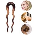 thumbnail image 3 of Unique Bargains 1 Pc Hair Pin U-shaped Hair Accessories 3.94"x1.18" Transparent Brown Dark Brown, 3 of 5