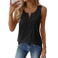 thumbnail image 2 of Cotton Linen Shirts for Women V Neck Collarless Tops Summer Embroidered Sleeveless Casual Boho Tank Top, M, 2 of 6