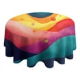 thumbnail image 4 of Colorful Tie Dye Mountain Pattern Round Tablecloth 60"x60",Wrinkle Wipeable Table Cloth for Kitchen Dining Room Picnic Patio Party, 4 of 6