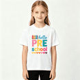 thumbnail image 2 of Hello Preschool Crayon Girls Graphic Tee, Cute Back To School 100% Cotton Kids Short Sleeve T-Shirt, 2 of 5