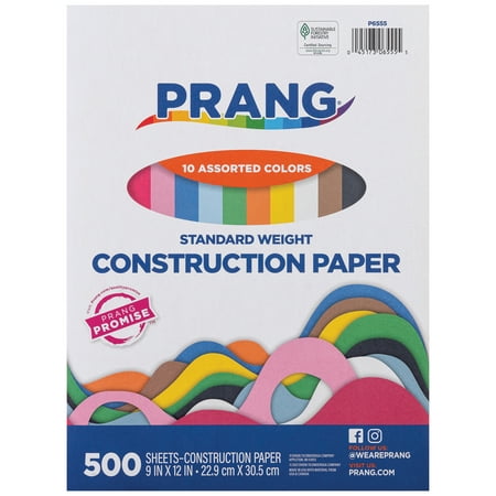 Prang Standard Weight Construction Paper, 10 Assorted Colors, 9" x 12", 500 Sheets