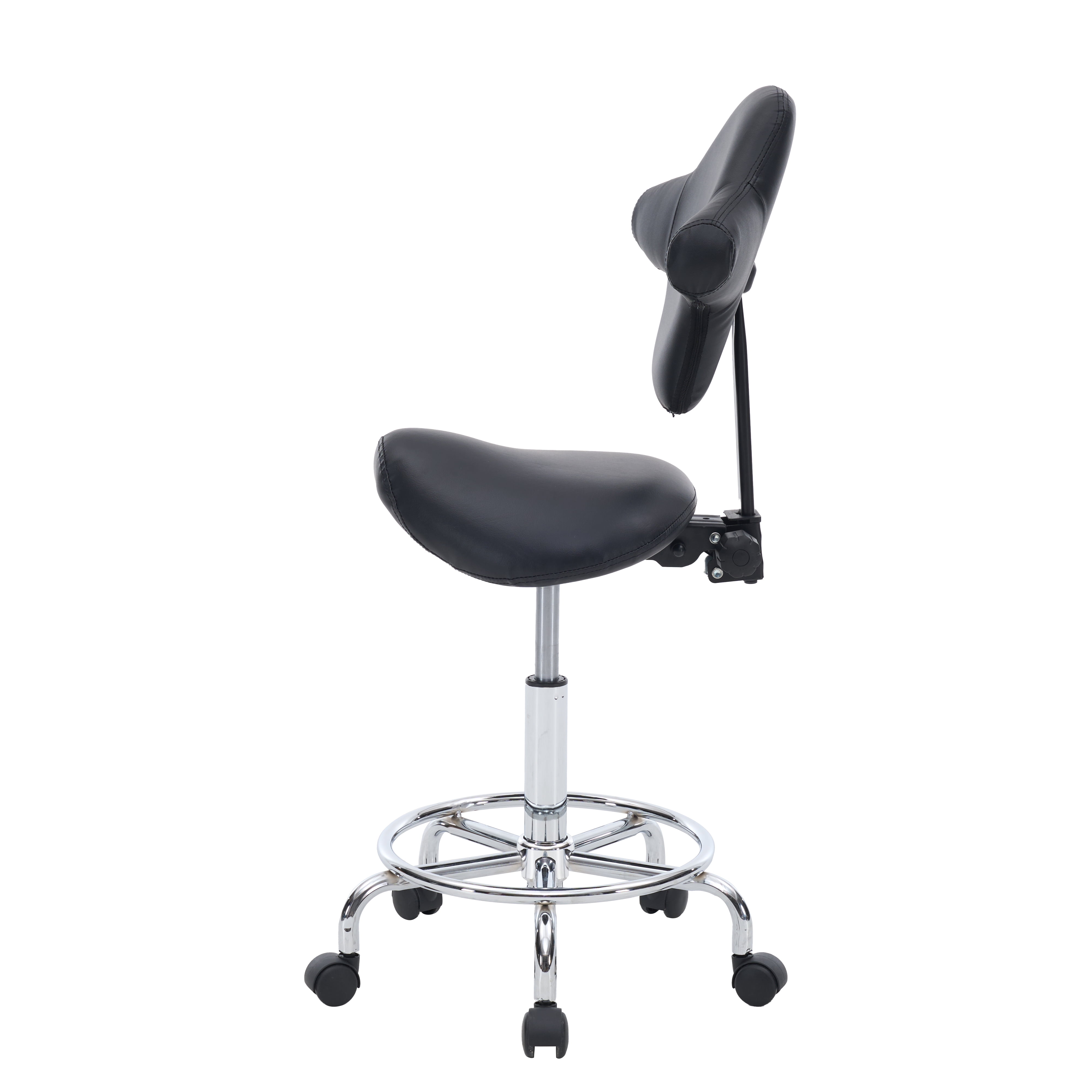Saddle Stool Chair with Wheels,Ergonomic Swivel Rolling Height Adjustable for Salon Beauty Clinic Dentist Tattoo Home Office(Black)