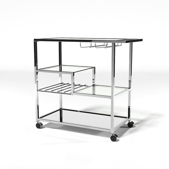 Furniture of America Kendra Contemporary Metal Bar Cart in Chrome