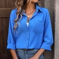 thumbnail image 2 of Annhoo Button down Shirts for Women Fall Long Sleeve Lapel Tops Elegant Business Casual Work Blouses with Pocket, 2 of 3