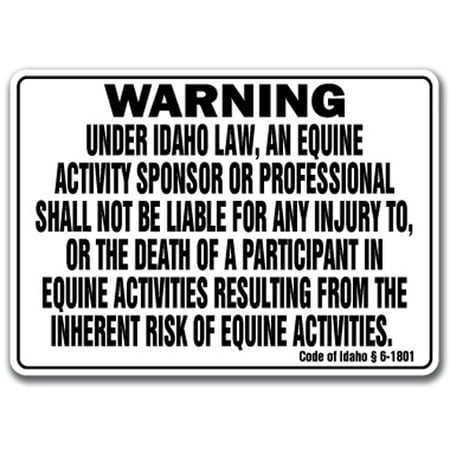 Idaho Signed - IDAHO Equine Sign activity liability warning statute horse farm barn stable