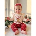 thumbnail image 5 of Loicainy Infant Baby Girl Christmas Outfit 3 6 12 18 Months Long Sleeve Embroidery Romper Pants Headband Clothes Set, 5 of 9